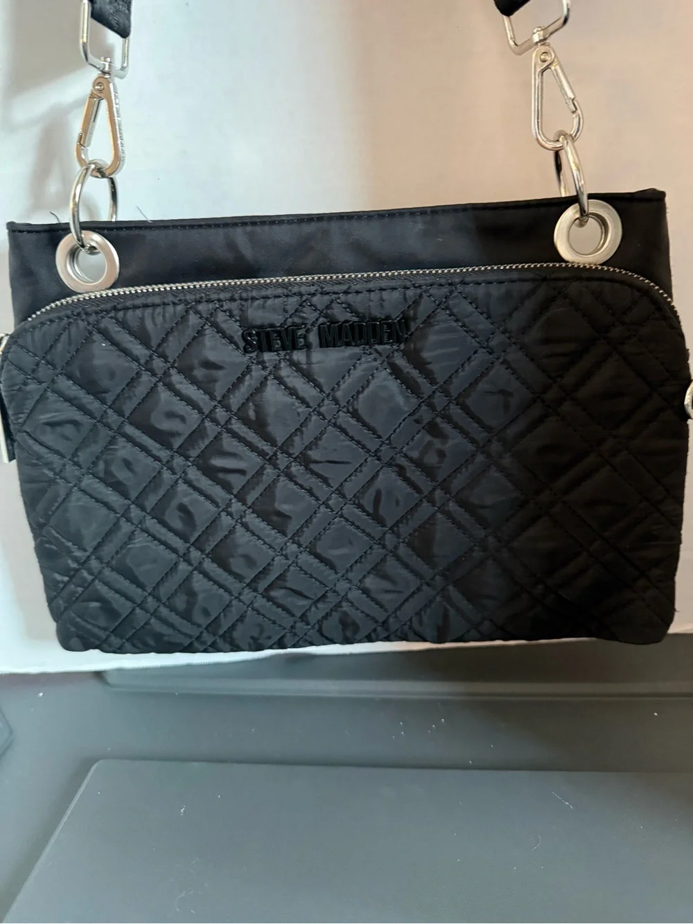 Steve Madden Black Quilted Crossbody Purse